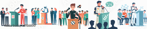 racer vector giving a speech