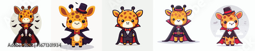 giraffe vector wearing Dracula costume