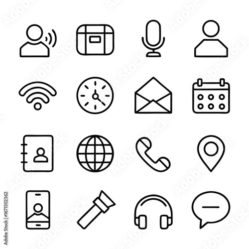 Contact tools like clock, phone, and headphone icons facilitate communication for modern lifestyle