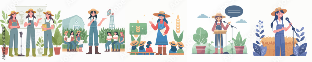 vector of a female farmer giving a speech vector of a female farmer giving a speech