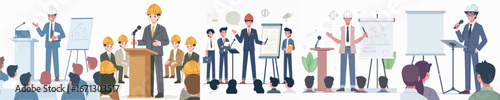 vector of an architect giving a speech