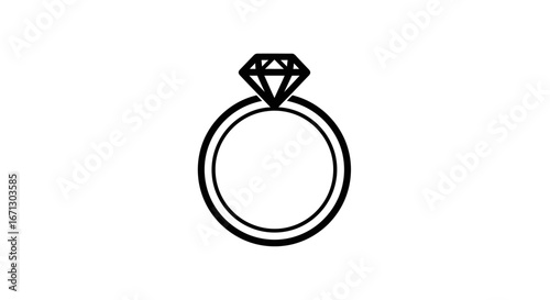 Black Diamond Engagement Ring Icon on White