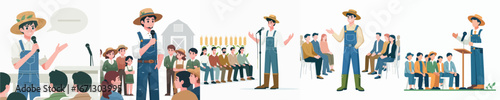 vector of farmer giving speech