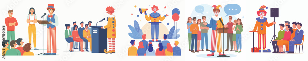 Obraz premium clown vector giving a speech