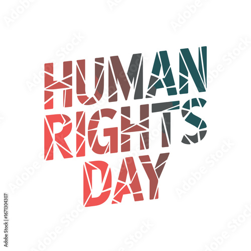 Human Rights Day text with fragmented geometric pattern and gradient colors typography