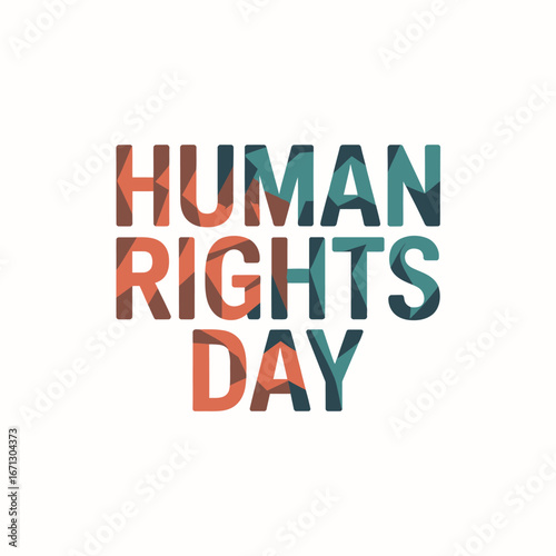 Human Rights Day text with textured geometric letter fills lettering declaration