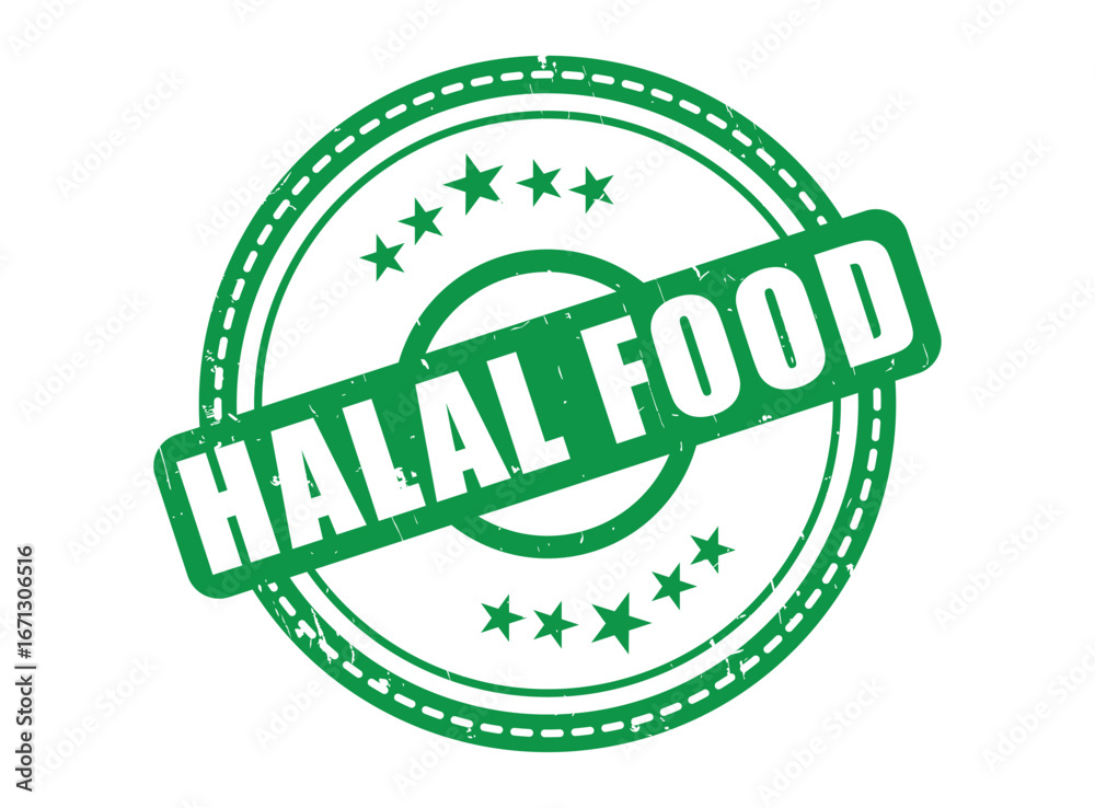 Halal Food Rubber Stamp Seal with a Star Border Halal Food Rubber Stamp Seal with a Star Border