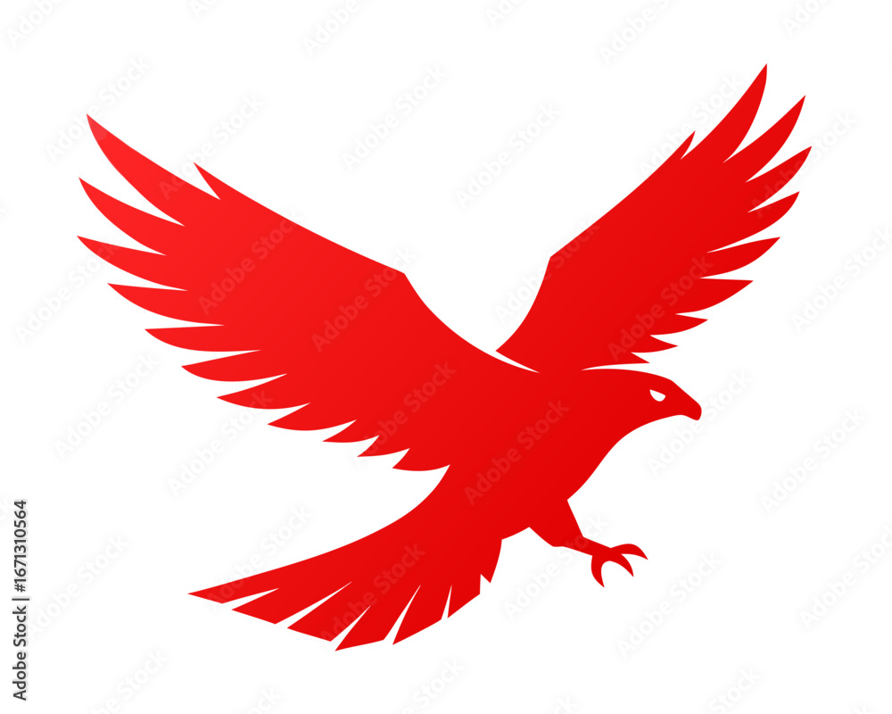 Fototapeta premium red color Eagle flying high silhouette vector