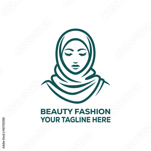 Elegant Hijab Woman Beauty Fashion Logo – Modest Islamic Fashion, Abaya, Cosmetics, Spa, Luxury Brand Identity Design