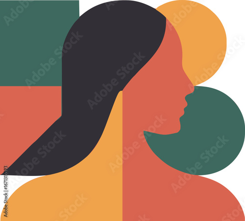 Geometric silhouette of a woman in motion isolated on transparent background