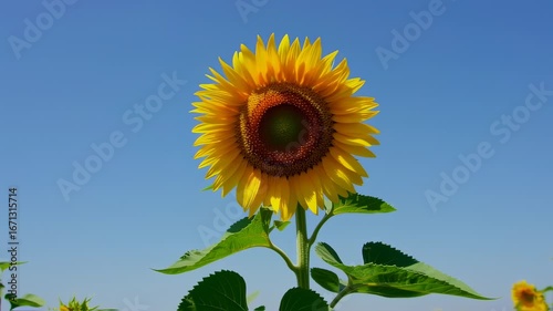 Majestic Sunflower: A Vibrant Bloom Against Azure Sky
