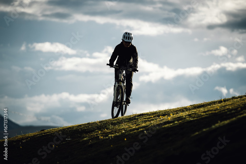 Wallpaper Mural Riding mountain bike on grassland mountains Torontodigital.ca