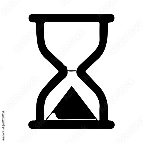 Simple black silhouette of an hourglass with sand
