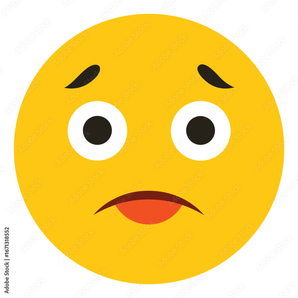 Fototapeta premium Depressed Yellow Emoji Face With Drooping Mouth and Downcast Eyes Design