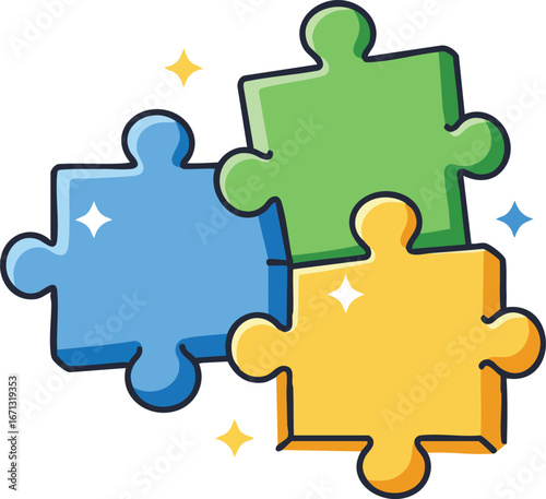 Interlocking colorful puzzle pieces representing teamwork and problem-solving