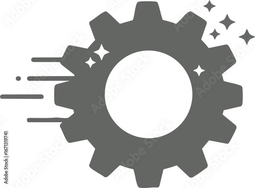 Moving gear cogwheel icon representing settings process and mechanics