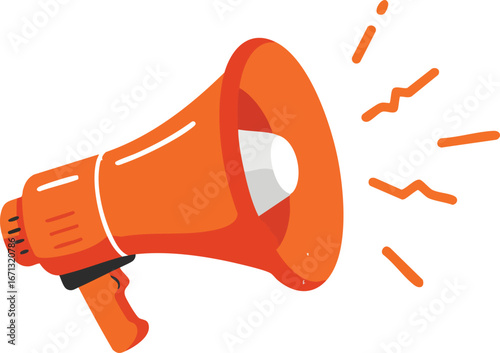 Orange Megaphone Loudspeaker Announcement Marketing Icon
