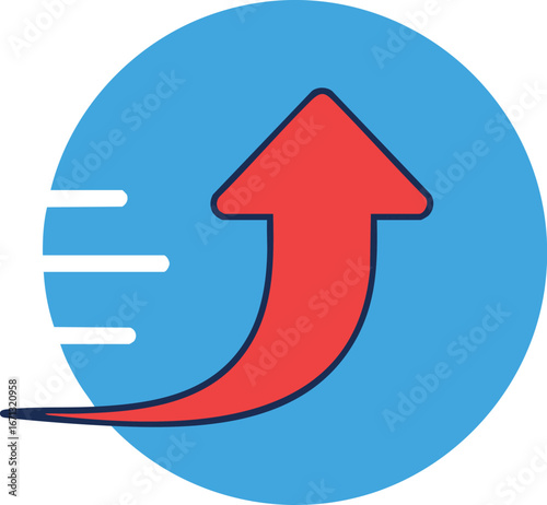 Blue Circle Red Upward Arrow Growth Progress Symbol