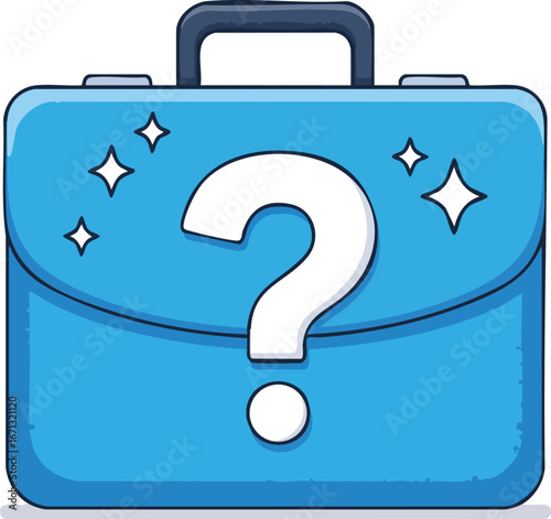 Blue Briefcase with Question Mark Problem Solving Icon