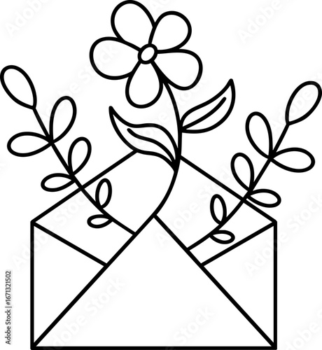 envelope with flowers