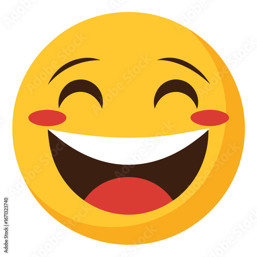 of a Laughing Yellow Emoji Face with Rosy Cheeks and Closed Eyes