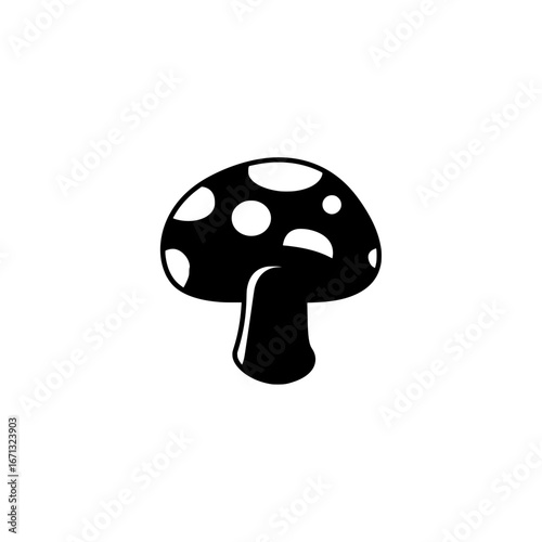 Black Silhouette of Mushroom Icon Isolated