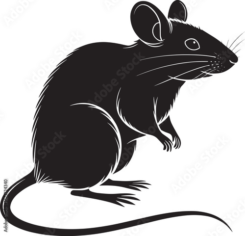 Rat Mouse Rodent Silhouette Black White Animal Wildlife Icon Minimal Illustration Graphic