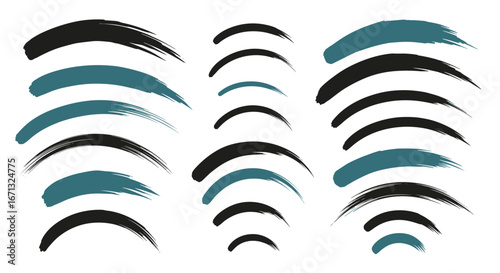 Dynamic brush strokes in black and teal create a modern, artistic background for creative projects