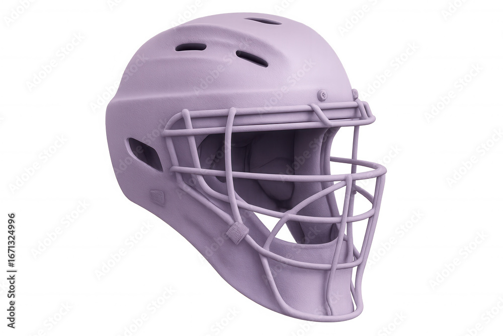 Fototapeta premium 3d rendering of a lavender catcher's helmet, providing protection and visibility on a transparent background