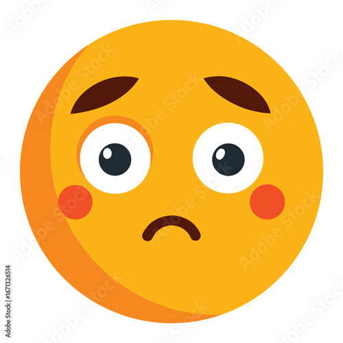 Sad Yellow Emoji with Drooping Mouth and Downturned Eyebrows Illustrates Feeling Disappointed and Unhappy