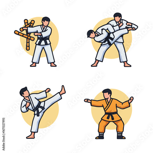 Martial arts figures in action