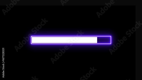 Abstract neon loading icon animation . Loading bar and percentage Futuristic progress loading bar 0-100 percent. 