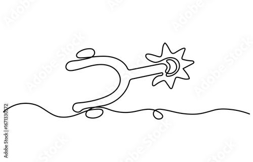 spurs outline continuous one line drawing, Spur Icon, Cowboy Accessory Icon Flat Graphic Design, Spurs vector icon logo design