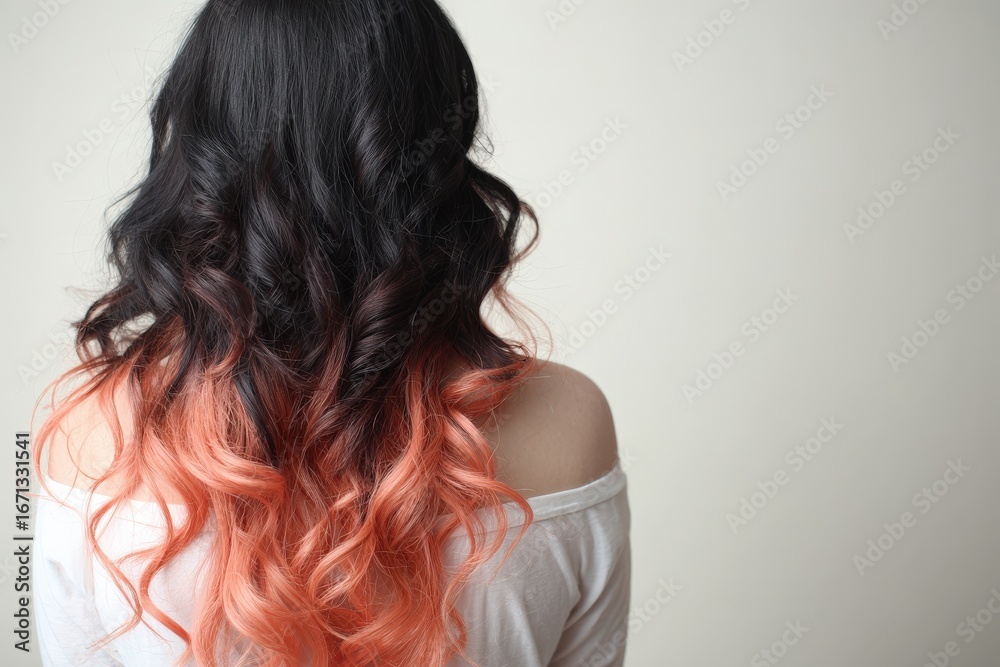A view of a person's back with a stylish ombre hair color. A view of a person's back with a stylish ombre hair color.