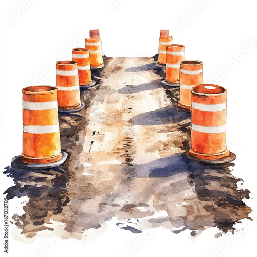 a  cute dusty construction road bordered