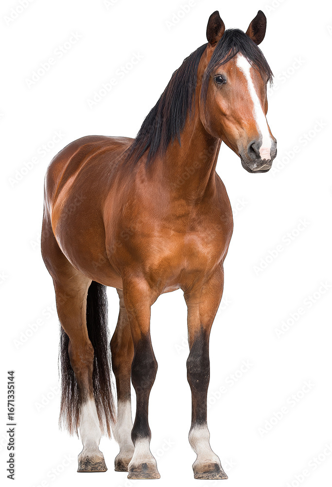 Fototapeta premium Chestnut horse, full body shot, standing still