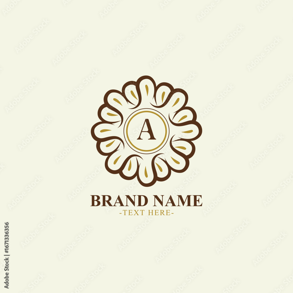 Naklejka premium Elegant Decorative Initial A Flower Shape Ornament Logo Design