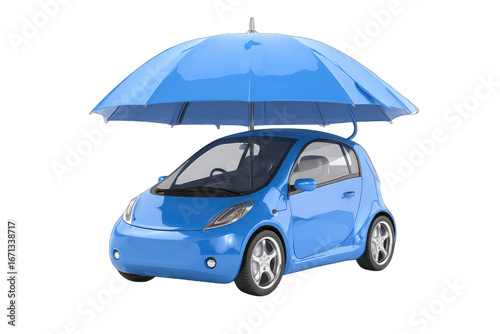 Blue car protected by a blue umbrella (4)