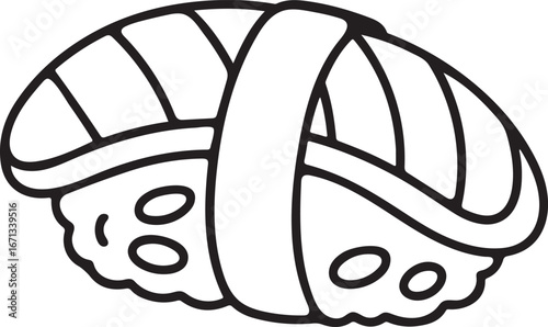 Hand drawn sushi nigiri illustration isolated on white background