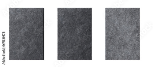 Three gray textured rectangles