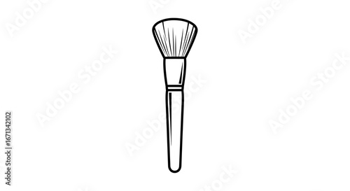Black Line Art of a Makeup Brush