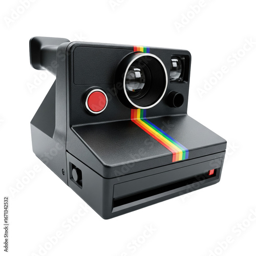 Retro instant film camera isolated on transparent background