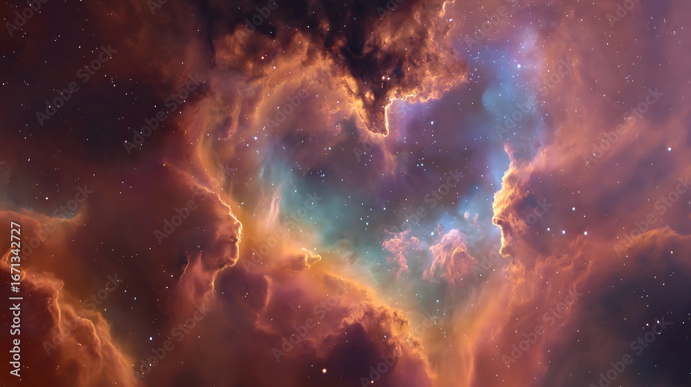 Obraz premium Stunning display of cosmic nebulae and stars.