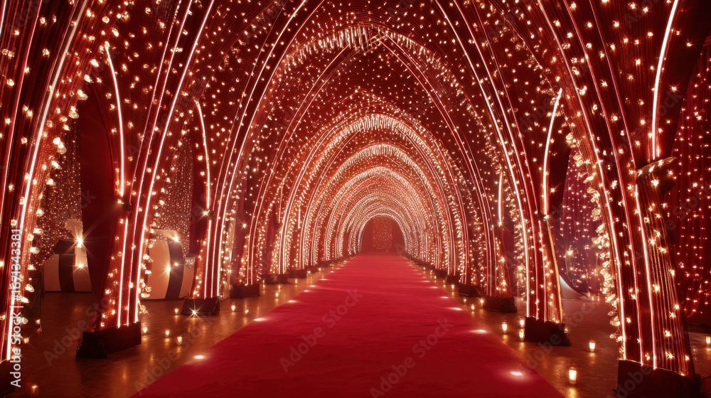 Obraz premium Festive red pathway archways