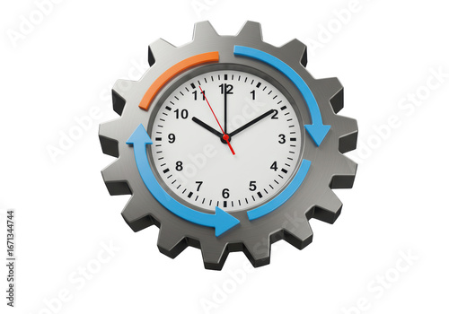 Isolated cogwheel clock illustration symbolizing process automation or time management tools