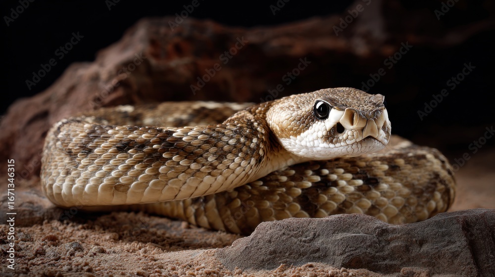 Fototapeta premium Close-Up of Desert Rattlesnake in Natural Habitat Setting