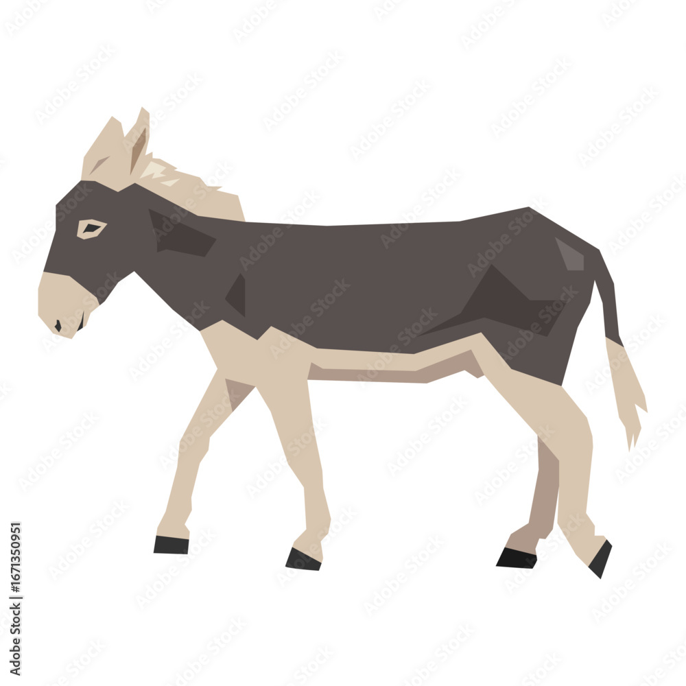 Fototapeta premium Donkey vector illustration. Farm, domestic animal concept. Flat vector style, geometric shape.