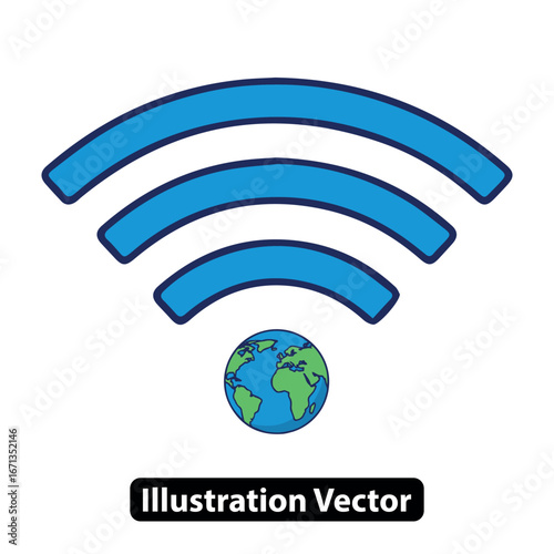 Global Connectivity Illustration of Wi-Fi Signal and Earth, Representing Worldwide Connection
