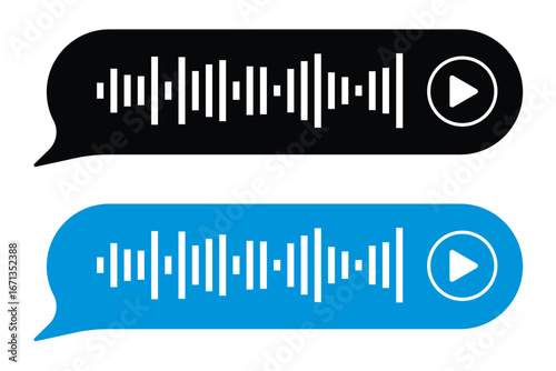 Voice message equalizer vector set. Audio sound wave bar for podcast. Graphic design element for mobile app interface in eps 10.