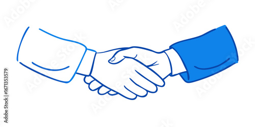 Hand drawn handshake, symbolizing agreement, partnership, and collaboration in business and personal relationships, simple and effective